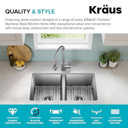 Fairlane 33 inch Undermount Double Bowl 18