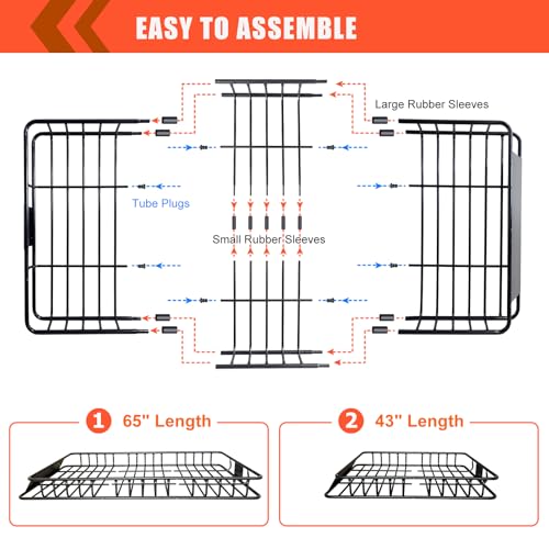 Roof Rack Rooftop Cargo Carrier Basket 65"*39"*6"+Waterproof Bag 20 Cu.Ft