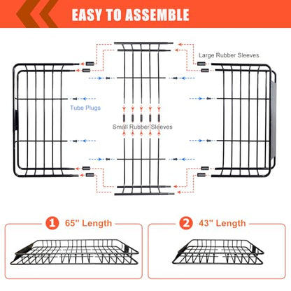 Roof Rack Rooftop Cargo Carrier Basket 65"*39"*6"+Waterproof Bag 20 Cu.Ft