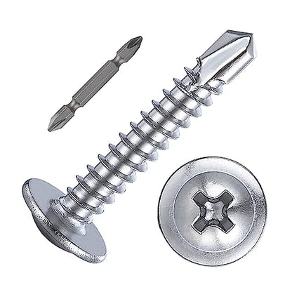 200 pcs) Wensilon #10×1”for Sheet Metal Self-Tapping Screws 410 Stainless Steel Truss Head High-Strength Quick Tapping Screws