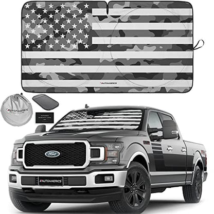 Truck Windshield Sun Shade with Storage Pouch & Anti