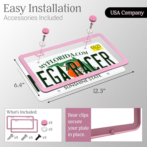 Premium Slim Princess Pink License Plate Frames