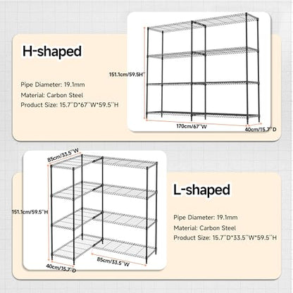 4 Tiers Storage Shelves Load 1200LBS