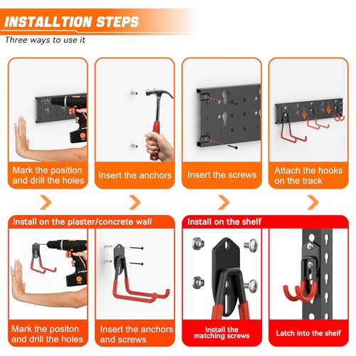 24 PCS Garage Storage Hooks with Tracks