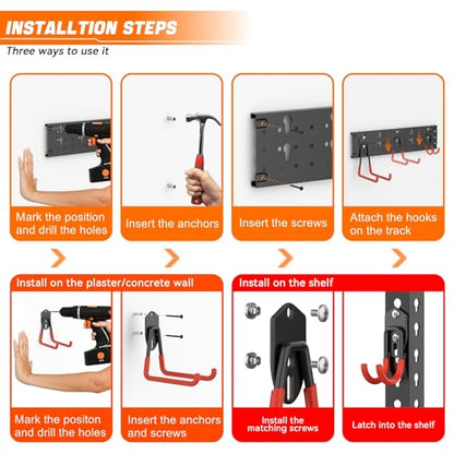 24 PCS Garage Storage Hooks with Tracks
