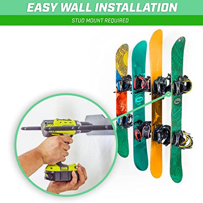 Wall Mounted Ski and Snowboard Storage Rack