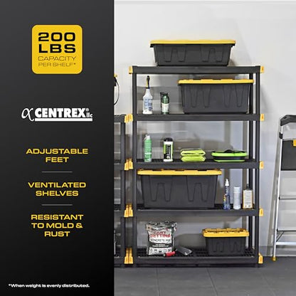 5 Tier Heavy Duty Plastic Storage Shelves for Garage Organization (5 Count)