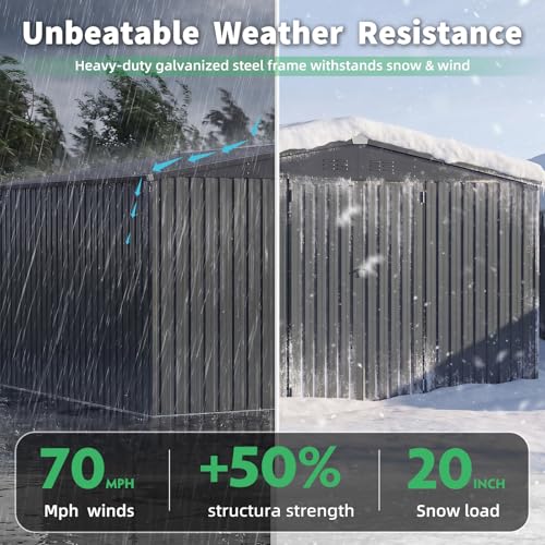 10' x 12' Large Metal Outdoor Storage Shed