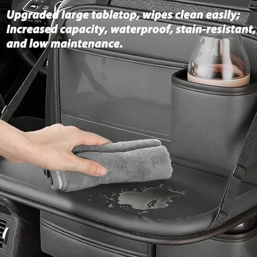 2 Pack Universal Premium Leather Foldable Car Backseat Organizer with Table Tray (2 Count)