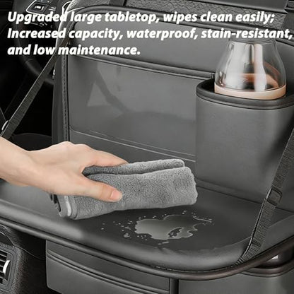 2 Pack Universal Premium Leather Foldable Car Backseat Organizer with Table Tray (2 Count)