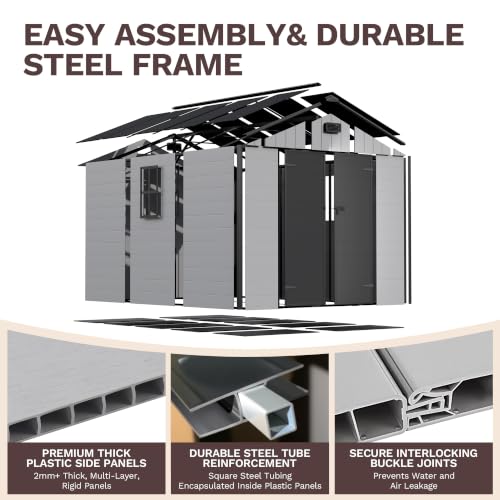 8x8 FT Resin Outdoor Storage Shed with Floor