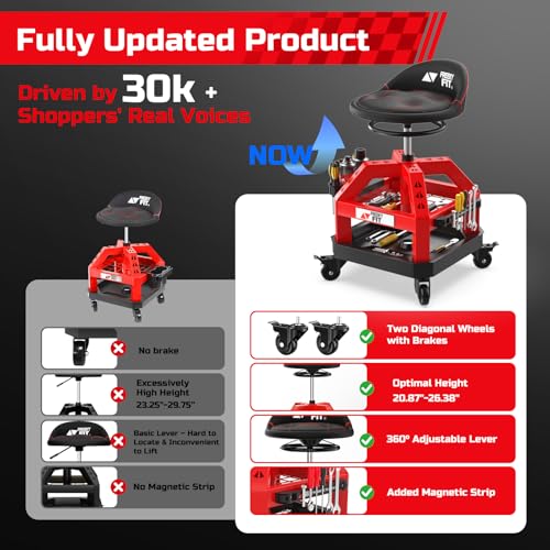 Rolling Shop Stool for Garage with Casters