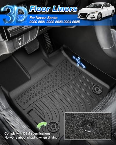 Floor Mats and Cargo Liner Fit for Nissan Sentra 2020 2021 2022 2023 2024 2025 2026 All Weather Floor Mat for Nissan Sentra Accessories Heavy Duty Carpet Protection