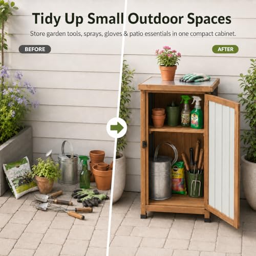 Outdoor Storage Cabinet with Metal Worktop