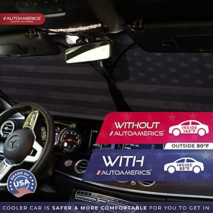 1 Piece Windshield Sun Shade Brown Camo American Flag USA Design