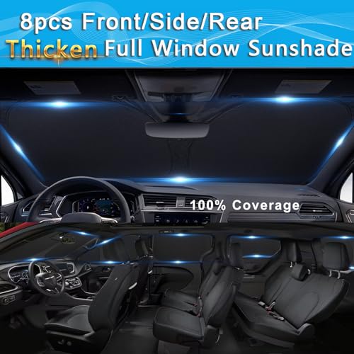 8pcs Thicken Sun Shades for Chrysler Pacifica 2017 (8 Count)
