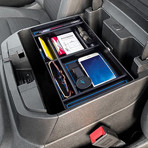 Center Console Organizer for Chevy Silverado & GMC Sierra Blue Trim