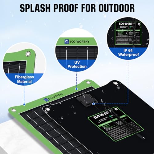Upgrade 7.5W Solar Car Battery Charger Maintainer 12V Waterproof Solar Panel Portable Solar Trickle Charger for Car Truck Boat Lawn Mower RV Trailer Tractor Utility Vehicle Battery