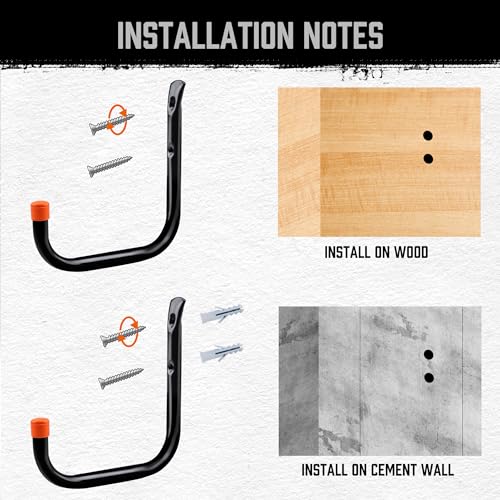 6 Pack 8 Inch Heavy Duty Garage Hooks