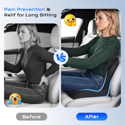 Upgraded] Car Seat Cushion and Lumbar Support Pillow One Piece
