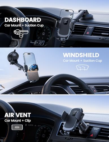 Car Phone Holder Dashboard Vent Windshield 70 LBS Suction 3