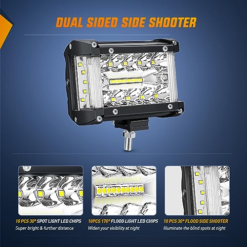 Side Shooter LED Lights 2PCS 4.3inch with Wiring Kit for Truck SUV