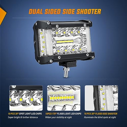 Side Shooter LED Lights 2PCS 4.3inch with Wiring Kit for Truck SUV