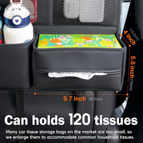 Multifunctional Car Seat Back Organizer with Large Tissue Box Holder