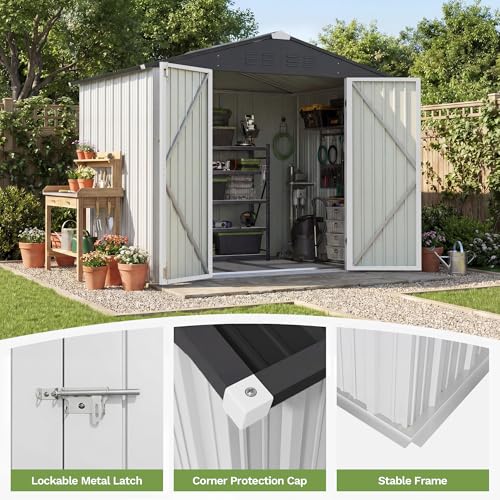8x6 FT Outdoor Storage Shed with Floor Frame
