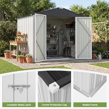 8x6 FT Outdoor Storage Shed with Floor Frame