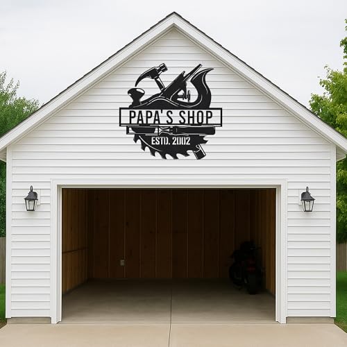 Custom Garage Workshop Metal Sign Personalized Tool Name Wall Art for Car Truck Mechanic Shop Decor Durable Steel Sign for Dad Husband Men’s Auto Workspace or Fence