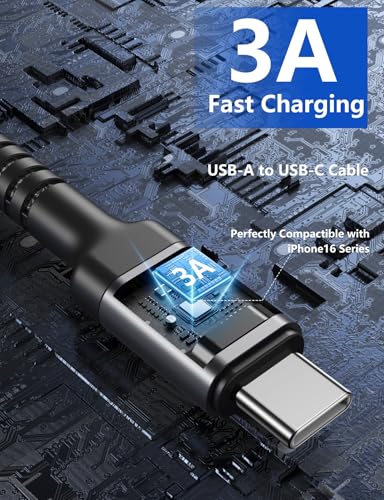 USB A to USB C for Carplay USB C Cable 3FT (2 Count)