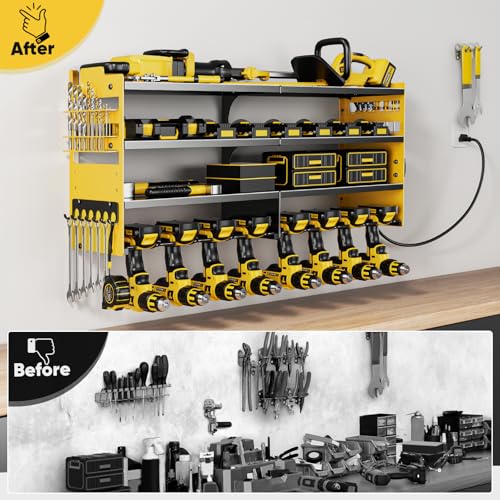 Large Power Tool Organizer Wall Mount with Charging Station
