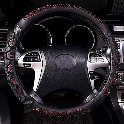 car Steering Wheel Cover Faux Leather Massage Universal fit 3D Honeycomb Hole Anti