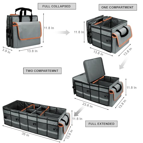 Car Trunk Organizer and Storage with Removable Leakproof Cooler Bag
