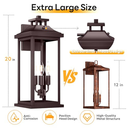 20" Oil Rubbed Bronze Dusk to Dawn Outdoor Wall Lights 2 Pack (2 Count)
