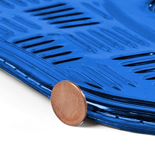 4-Piece All-Weather Universal Fit Front & Rear Floor Mats for Cars Trucks SUVs Vans, All-Weather Easy-to-Clean Diamond Metal Pattern Durable Heavy Duty Non-Slip Protection - Metallic Blue