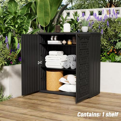 Indoor Outdoor Storage Cabinet Waterproof with Shelf