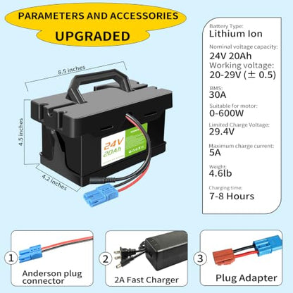 Upgraded 24V20Ah Lithium Battery for Dynacraft Realtree Power Wheels UTVs 24V Ride