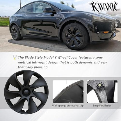 4PCS Wheel Covers Fits for Tesla Model Y Hubcap 19 Inch 2020 (4 Count)