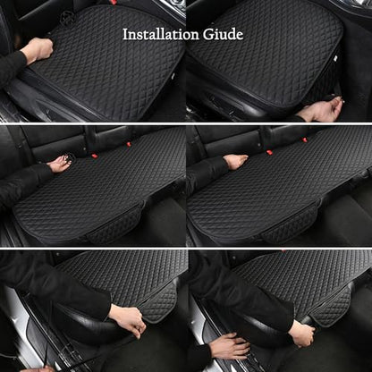 Pu Leather Car Seat Bottom Covers Protectors Include 1 Rear Bench Seat Cover Universal Fit 90% Vehicles