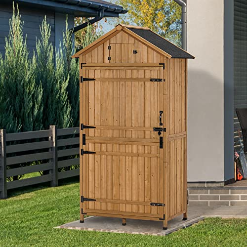 Large Outdoor Storage Cabinet with 3 Adjustable Shelves