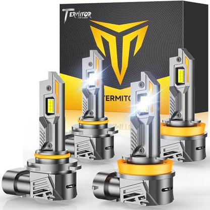 H11/H8/H9 & 9005/HB5 Light Bulbs Combo, 140,000LM 15X Ultra-Bright