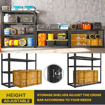 40" W Storage Shelves with Wire Mesh Panels for Garage Organization (4 Count)