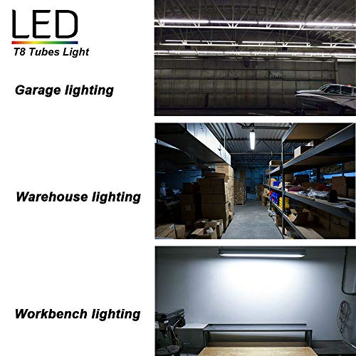 20-Pack) 8ft LED Shop Light Fixture, 144W 18000LM 6000K, Cold White, U Shape, Clear Cover, Hight Output, Linkable Shop Lights, T8 LED Tube Lights, 8 LED shop lights for garage 8 foot with plug
