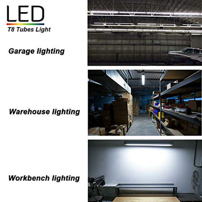 20-Pack) 8ft LED Shop Light Fixture, 144W 18000LM 6000K, Cold White, U Shape, Clear Cover, Hight Output, Linkable Shop Lights, T8 LED Tube Lights, 8 LED shop lights for garage 8 foot with plug