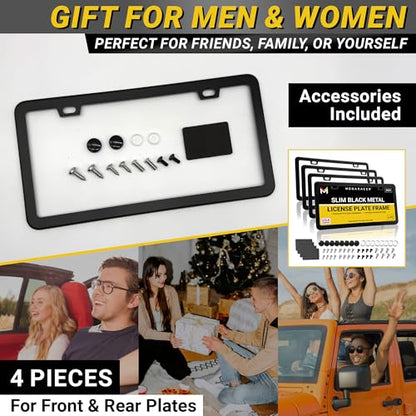 Premium Slim Matte Black License Plate Frames