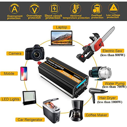 2500W Power Inverter 12V DC to AC 110V