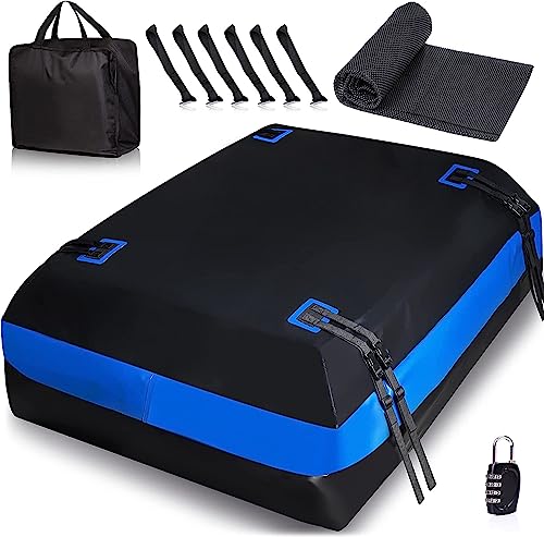Zone Tech 21 Cubic Feet Car Rooftop Cargo Bag Carrier Soft Shell Waterproof Protective Tear and Dust Resistant Includes 6 Hooks