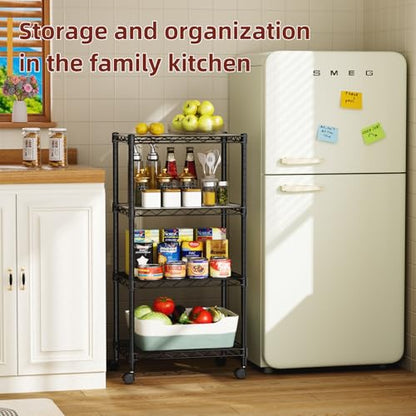 Small Wire 4 Adjustable Shelves Pantry Metal Shelf Floor Organizer